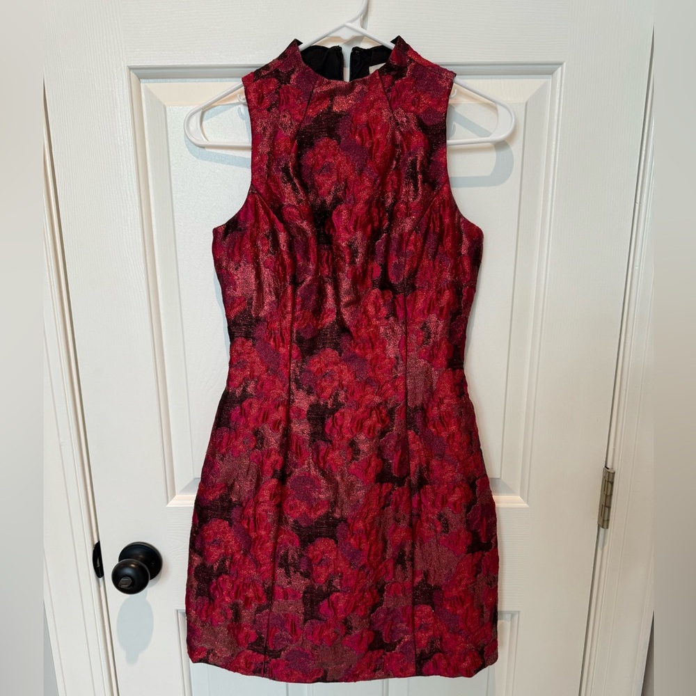 Aiden Mattox jacquard red holiday dress. Size 0.